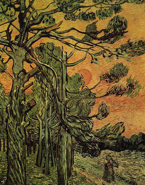 Vincent Van Gogh Palm Trees against a Red Sky with Setting Sun